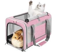 GAPZER Cat Carrier 20lbs Top Open/Soft Sided Small Pet Dog Travel Carrying Crate/Collapsible Puppy Transport Carry Bag/Sturdy Pet Cages Chihuahuas Mini Dog 10lbs Pink