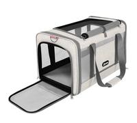 GAPZER Cat Carrier American Airline Approved 18x11x11, Top Opening Sturdy Soft Pet Carrying Bag See Through, Mini Dog Hard Bottom Crate Kennel Case, 4-Side-Ventilation Mesh Cage Toy Poodle Biege