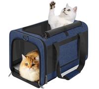 GAPZER Dog Carrier Soft/Cat Crates Large Cat 20 to 25 pounds/Softsided Pet Car Travel Carry Bag 15 Pound Puppy/Top Open Transport Kennel Navy