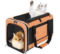 GAPZER Large Cat Carry Bag, Soft Shell Shih-Tzu Pet Transport Crate, 18x12x12 Top Opening Maltese-Dog Traveling Mesh Kennel 10 Pound, Big Bunny Rabbit Carrying Case Animal Carrier Kitty Product Orange
