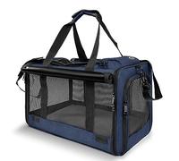GAPZER Medium Cat Carrier Large Cat 15 lbs+ Soft Pet Carrier Small Puppy/Ventilated 2 Kittens Car Travel Bag Case/Comfy Big Maine Coons 25 Pounds/Soft-Sided Mesh Kitty Products Dark Blue