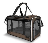 GAPZER Pet Carrier for Large Cat Soft-Sided Animal Traveling Bag for Medium Cat up to 20lbs / Washable Small Dog Puppy 10 lbs Crate Case with Privacy Curtains for Home Outdoor Travel Mocha Brown