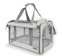 GAPZER Pet Carrier for Large Cat Soft-Sided Animal Traveling Bag for Medium Cat up to 20lbs / Washable Small Dog Puppy 10 lbs Crate Case with Privacy Curtains for Home Outdoor Travel Beige White