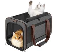 GAPZER Small Dog Carrier Cage Soft Chihuahua/Softshell Big Cat Carrier Maine Coon/Pet Taxi Carrying Bag over 25lbs / Top Loader Travel Kennel Brown