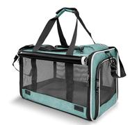 GAPZER Small Dog Carrier for Puppy Yorkshire Softshell Car Transport Chihuahua Carry Cage 18-inch Collapsible Doggie Vet Visit Crate Easy Load Roomy Pet Carrier Bag Kennel Dog Essentials Teal