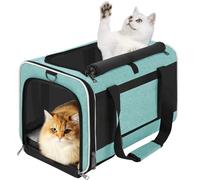 GAPZER Soft Cat Carrier Large Cat 20 lbs/Kitty Cat Travel Crate for Pet Top Load/Small Dog Sturdy Transport Fabric Carry Bag 10 Pounds/Yorkie Kennel with Pocket Teal Aqua