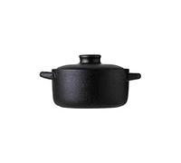 GAQDDRE Soup Bowl with 2 Handles and Lid, Soup Bowls in China Porcelain Ceramic Oven Microwaveable Microwave Safe Kitchen Solid Color for Porridge Pudding Baking-Black-S (Black Small)