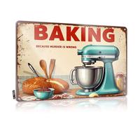 Garage Accessories For Man Cave Baking: Because Murder Is Wrong. Tin Sign Man Cave Rules Funny Room Decor(20X30CM)