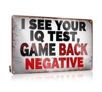 Garage Accessories For Man Cave I See Your Iq Test, Game Back Negative. Tin Sign Man Cave Rules Funny Room Decor(30X40CM)