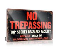 Garage Accessories For Man Cave No Trespassing - Area 51. Tin Sign Man Cave Rules Funny Room Decor(20X30CM)