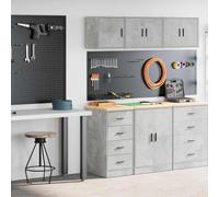 Garage Cabinets, Pack of 2, Concrete Grey, Wood Material with Solid Wood Worktop, 40 x 51 x 85 cm, Double Door Cabinet for Workshop, Warehouse, Garage with Shelf and Drawer for Order and Safety