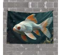 Garage Decor for Men A Colorful Fish Swims Gracefully Underwater Tapestry Man Cave Bar Tapestry Wall Art(100X150CM)