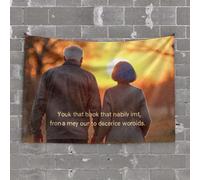 Garage Decor for Men Two People Walk Hand in, Enjoying The Sunset Tapestry Man Cave Bar Tapestry Wall Art(100X150CM)