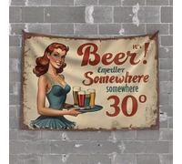 Garage Decor for Men Vintage Beer Advertisement: 'It's Beer! Emuller Somewhere, Somewh Tapestry Bedroom Door Decor Aesthetic Decor(100X150CM)