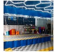 Garage Divider Curtains, Industrial Vinyl Panels Waterproof Curtains with Eyelets, Warehouse Divider Curtain Wall, Quick Rolling and Easy to Clean, Divide Work Areas Quickly(Blue,4x3m/13.1x9.8in)