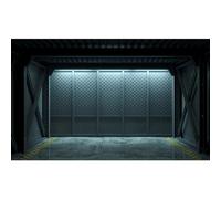 Garage Door Backdrop Modern Interior Metal Wall Steel Structure Empty Space for Decorations Photography Background Industrial Concept Background Bunker Subway Station Factory Banner Props 20x10ft