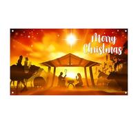 Garage Door Banner Decoration Wall Papers for Family Party Photography Background Celebrating Christmas Night Manger Pray Scene and Events (A, 200x150cm)