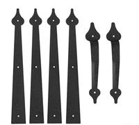 Garage Door Decorative Hinges and Handles Kit - Heavy Duty Carbon Steel False Hinges with Lever Pulls for Outdoor Curb Appeal - Weatherproof Black Iron Look