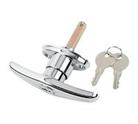 Garage Door Lock T-Handle Rear Fixed Keyed To Differ | Metal Construction, Weather Resistant, For Caravan, Shed, Campervan, Smooth Finish, 3.6cm Rod