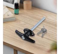 Garage Door Lock T Handle Zinc Alloy for Chassis Applications Including Trailers RVs with Connecting Rod and Waterproof Design (Black)