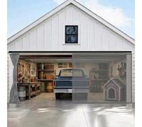 Garage Door Screen 1 Car, Sliding Retractable Garage Screen Door with Track Closure, Heavy Duty Fiberglass Magnetic Garage Screen Door Mesh, for Patio Gym(Gray,7x6.5ft(213x198cm))