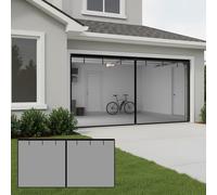 Garage Door Screen, Fly Screens for Doors, Heavy Duty Mesh Garage Door Curtains for Quick Entry with Self Sealing Magnet and Weighted Bottom, Kids/Pets Friendly 18x7 Ft(Black,427 x 244 cm(14 x 8 ft))