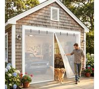 Garage Door Screen for 2 Car Garage, Magnetic Closure Garage Screen Doors, Self Sealing Fiberglass Mesh Anti Annoying Animals Retractable Net-Easy Assembly & Pass-Through