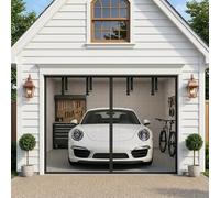 Garage Door Screen for Car, Retractable Magnetic Fly Screen Mesh Screen, Heavy Duty No Drill Anti Mosquito Net, 150x180cm-500 X280cm Hands Free Auto Close Mesh for Garden Patio(Black,175x250cm(WxH))