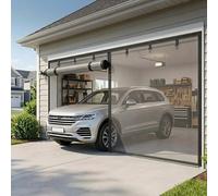 Garage Door Screen, Heavy Duty Magnetic Fly, 1/2 Car Mesh Curtain Nets with Magnets, Retractable for Garage/Patio/Sliding Doors(550x214cm)
