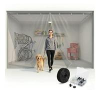 Garage Door Screen Kit, Magnetic Screen Garage with Heavy Duty Weighted Bottom, Hands Free Garage Mesh Screen for Patio, Porch, Window to Keep Bugs Out(Gray,375x279cm)