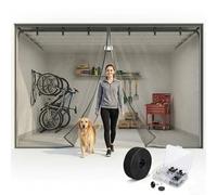 Garage Door Screen Kit, Magnetic Screen Garage with Heavy Duty Weighted Bottom, Hands Free Garage Mesh Screen for Patio, Porch, Window to Keep Bugs Out(Black,396x213cm)