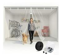 Garage Door Screen Kit, Magnetic Screen Garage with Heavy Duty Weighted Bottom, Hands Free Garage Mesh Screen for Patio, Porch, Window to Keep Bugs Out(Cream,284x310cm)