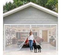 Garage Door Screen Retractable for 2 Car Garage 10x9 10x10 16x7ft, Heavy Duty Magnetic Hands-Free Closure, Fiberglass Mesh Garage Screen Door, Roll Up Design, Pet Safe(White,9.5x8.5ft(290x259cm))