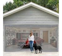 Garage Door Screen Retractable for 2 Car Garage 10x9 10x10 16x7ft, Heavy Duty Magnetic Hands-Free Closure, Fiberglass Mesh Garage Screen Door, Roll Up Design, Pet Safe(Gray,12.5x9ft(381x274cm))