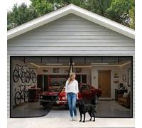 Garage Door Screen Retractable for 2 Car Garage 10x9 10x10 16x7ft, Heavy Duty Magnetic Hands-Free Closure, Fiberglass Mesh Garage Screen Door, Roll Up Design, Pet Safe(Black,17.5x6ft(533x183cm))
