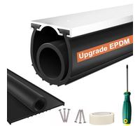 Garage Door Seals Bottom Rubber - 8FT EPDM Weatherproof Seal with Pre-Drilled Aluminum Track Retainer Kit, Fits 8-20FT Doors, Rodent Proof, Noise Reducing (1.57" Width, Black)