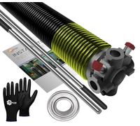 Garage Door Torsion Springs, 207 x 1.75 x 23 cm, Replacement Steel Bearings, 2.5 cm Steel Bearings, Pair of Wrap Bars, Gloves and Manual Min 20,000 Cycles, Left Handed Replacement for Right Side of