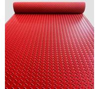 Garage Floor Mat, 1.6mm Thickened Flooring Roll Diamond Plate PVC Rubber Trailer Mat, Non-Slip Floor Protector Mat For Garage, Warehouse, Gyms, Trailer, Pickup Truck(Red(1.6mm),1x6m)
