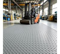 Garage Floor Mats Vinyl Rubber Non-Slip Roll, Diamond Plate Design, Durable Flooring Protection for Indoor and Outdoor Use, Ideal for Industry and Commerce
