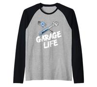 Garage Life Retro Vintage Car Mechanic Designs Present Raglan Baseball Tee