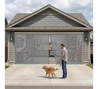 Garage Magnetic Mesh Screen Door for 2 Car, Heavy Duty Weighted Bottom Retractable Garage Screen Doors, Fiberglass Net Closure for Garage Door, Patio(Gray,12.5x10ft(381x305cm))