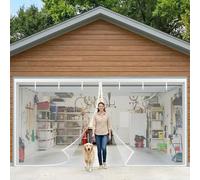 Garage Magnetic Mesh Screen Door for 2 Car, Heavy Duty Weighted Bottom Retractable Garage Screen Doors, Fiberglass Net Closure for Garage Door, Patio(White,16.5x7ft(503x213cm))