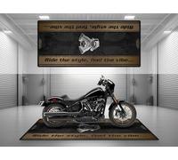 Garage Mat with Ride The Style, Feel The Vibe for Cruiser & Custom Motorcycle, Parking, Washable Non-Slip and Showroom Floor Rug (Vivid Black, Size 1 : 86.6 x 39.4/220 100 cm)