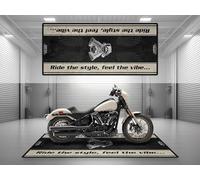 Garage Mat with Ride The Style, Feel The Vibe for Cruiser & Custom Motorcycle, Parking, Washable Non-Slip and Showroom Floor Rug (Vivid Black, Size 1 : 86.6 x 39.4/220 100 cm)