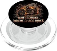 Garage Motorcycle Papa Rider Biker Dad Gift Chaos Rides PopSockets PopGrip for MagSafe