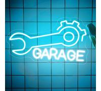 Garage Neon Sign, White Blue Check Engine Neon lights for Wall Decor, LED Dimmable Light Up Sign USB Powered for Workshop Man Cave Auto Room Garage Shop Bedroom Living Room