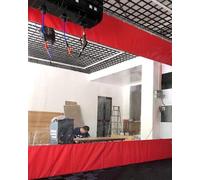Garage Partition Curtain with Clear Panels and Track for Weatherproof Work Area Separation