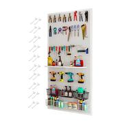 Garage Pegboard Tool Organizer Metal Peg Board with 20 Pcs Hooks Heavy Duty Pegboard Kit Desk Pegboard Office Pegboard(White,120x70cm/47x28in)