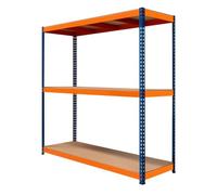 Garage Racking S-Rax Shelving Unit 3 Shelf 180cm x 180cm x 60cm Rack Heavy Duty Steel 300kg Capacity Per Shelf Adjustable Layout Boltless Assembly Rubber Feet 3 Reinforced Support Bars Warehouse