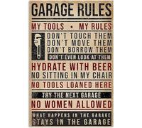 Garage Rules Knowledge Metal Tin Sign My Tools My Rules Bar Coffee Shop School Garage Bedroom Wall DecorationPlaque 8"x12"
